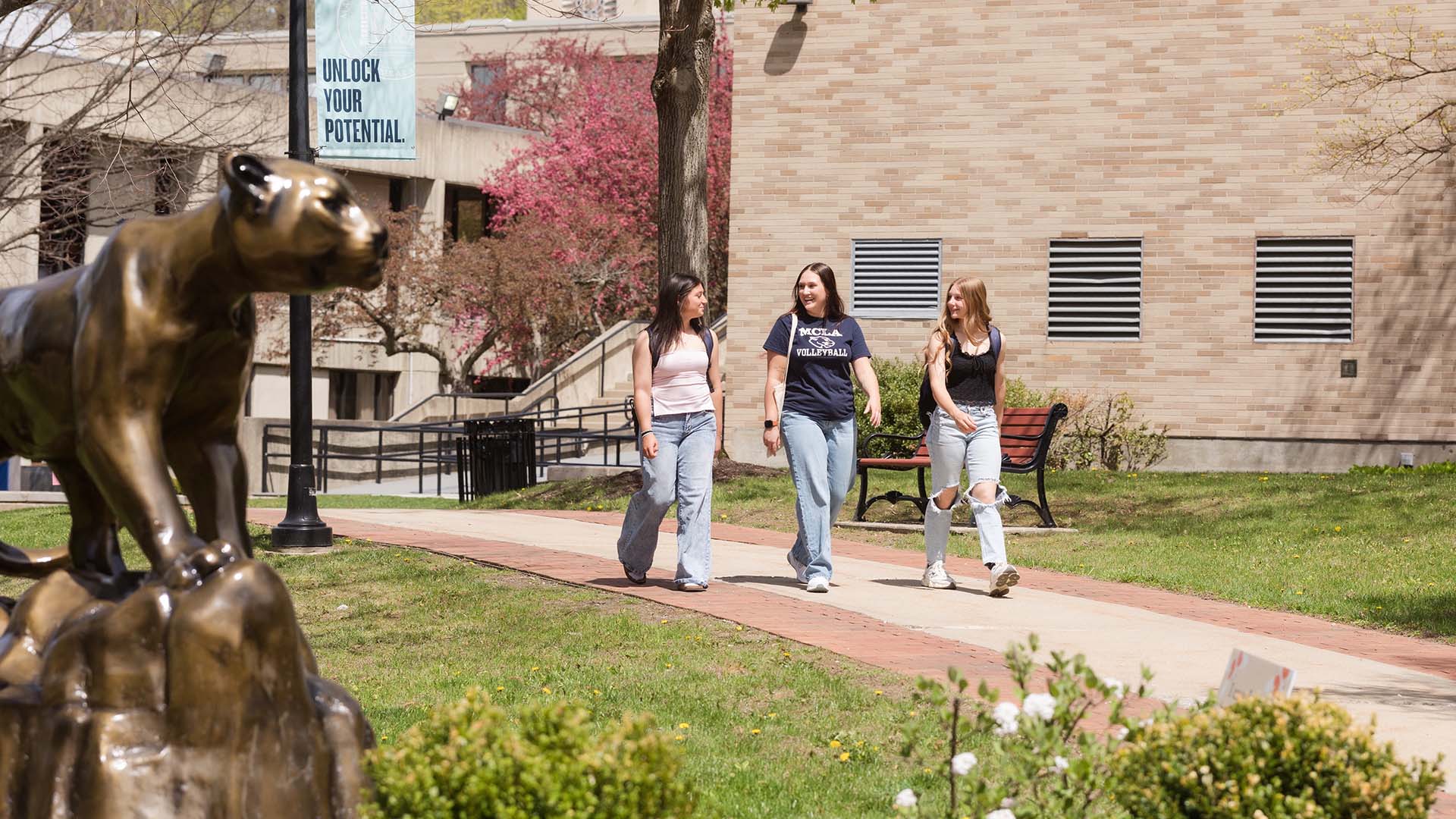 MCLA students walking across campus