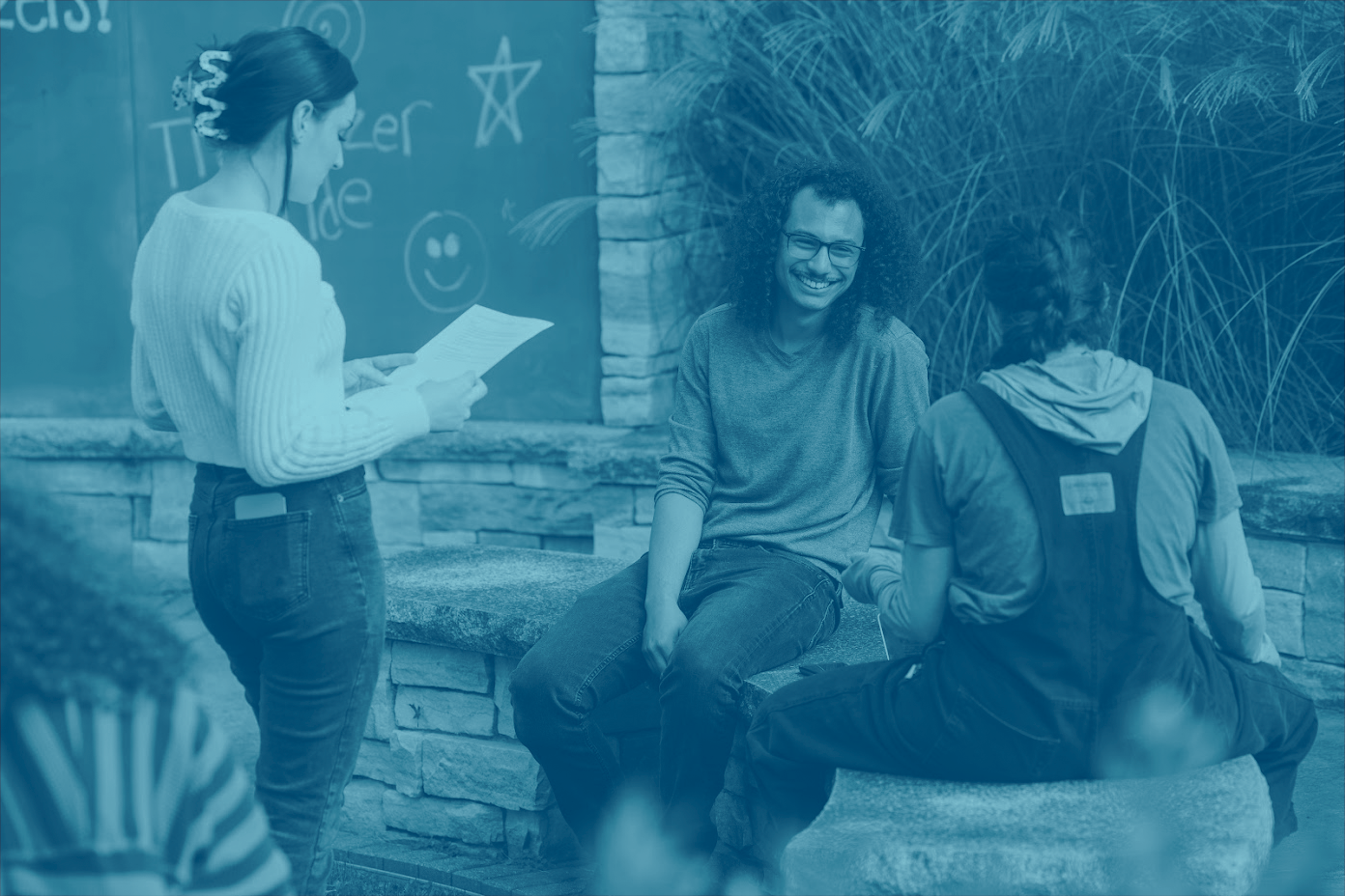 Students studying outside