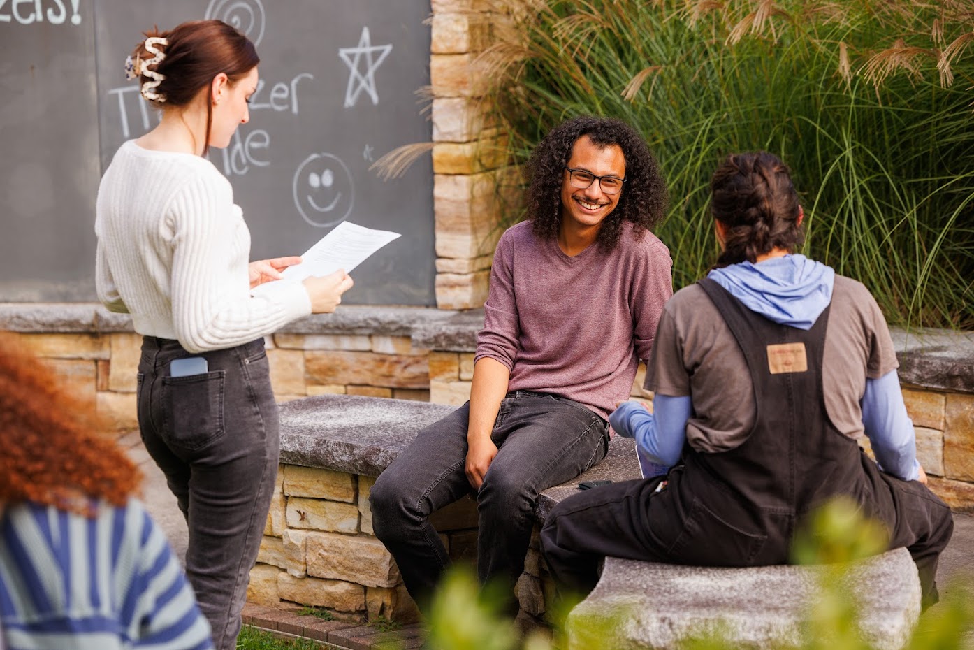 Students studying outside