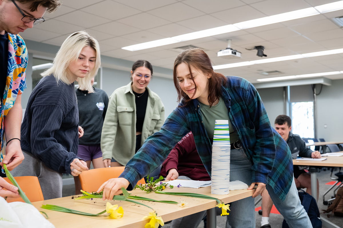Students working together in a classroom